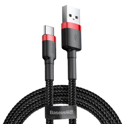 BASEUS CAFULE (TYPE-C | 2 M) RED-BLACK 2A -DATOVÝ KABEL