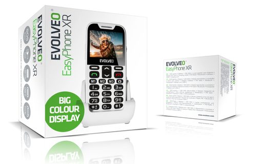 EVOLVEO EASYPHONE XR, MOBILNÍ TELEFON PRO SENIORY S NABÍJECÍM STOJÁNKEM, BÍLÁ