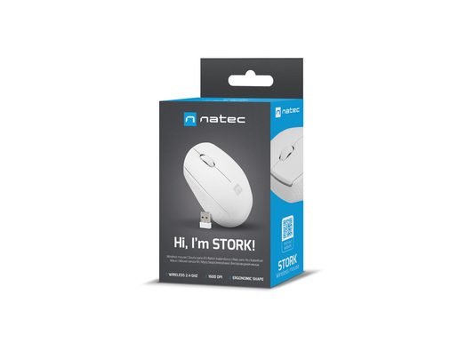 MYŠ NATEC STORK/KANCELÁŘSKÁ/OPTICKÁ/1 600 DPI/BEZDRÁTOVÁ USB/BÍLÁ