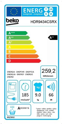 BEKO HDR9434CSRX - SUSČIČKA PRÁDLA