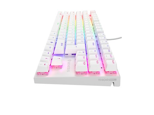 GENESIS TICHÁ HERNÍ KLÁVESNICE THOR 303/TKL/RGB/OUTEMU PEACH SILENT/DRÁTOVÁ USB/US LAYOUT/BÍLÁ