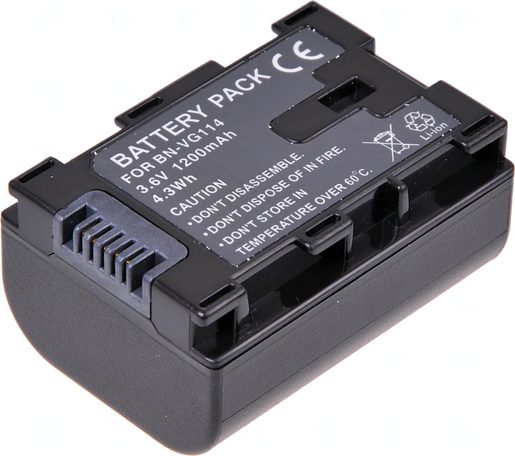 BATERIE T6 POWER JVC BN-VG107, BN-VG108, BN-VG114, 1200MAH, ČERNÁ