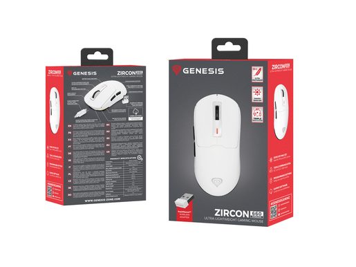 GENESIS HERNÍ MYŠ ZIRCON 660, 12 000DPI, BÍLÁ