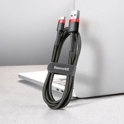 BASEUS CAFULE (TYPE-C | 2 M) RED-BLACK 2A -DATOVÝ KABEL