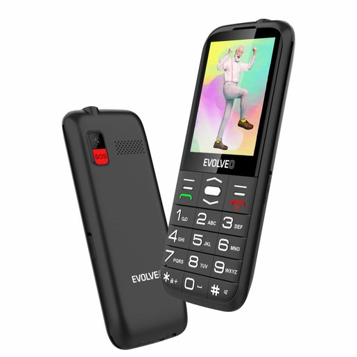 EVOLVEO EASYPHONE XO, MOBILNÍ TELEFON PRO SENIORY S NABÍJECÍM STOJÁNKEM (ČERNÁ BARVA)