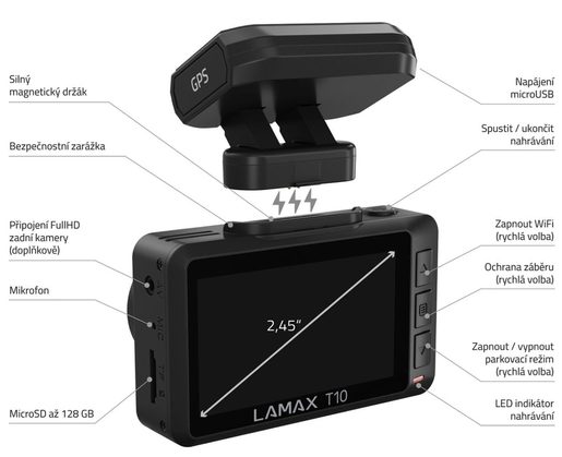 LAMAX T10 4K GPS (S HLÁŠENÍM RADARŮ)