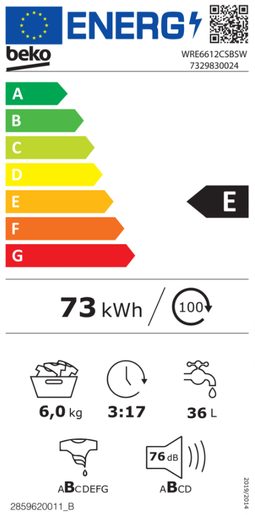 BEKO WRE6612CSBSW - PŘEDEM PLNĚNÁ PRAČKA