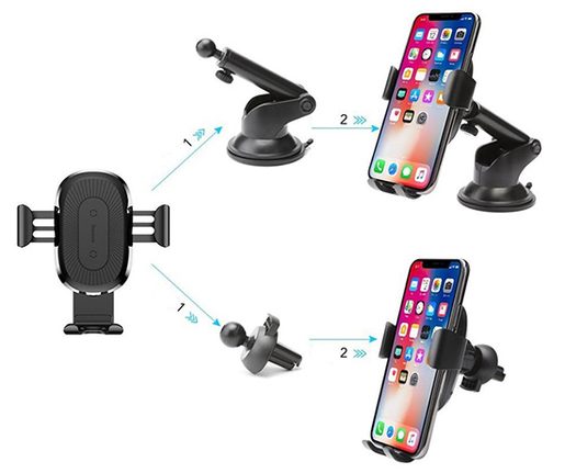 BASEUS 2V1 DRŽÁK DO AUTA S BEZDRÁTOVÝM NABÍJENÍM (WIRELESS CHARGER) (WXYL-A01) BLACK