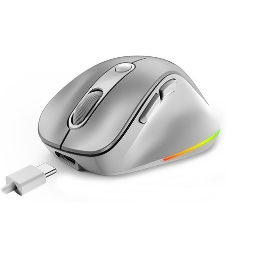 GENIUS ERGO 9000S PRO/ERGONOMICKÁ/OPTICKÁ/PRO PRAVÁKY/2 400 DPI/BEZDRÁTOVÁ USB + BLUETOOTH/STŘÍBRNÁ