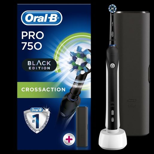 ORAL-B PRO 750 CROSSACTION BLACK ZUBNÍ KARTÁČEK + CESTOVNÍ POUZDRO