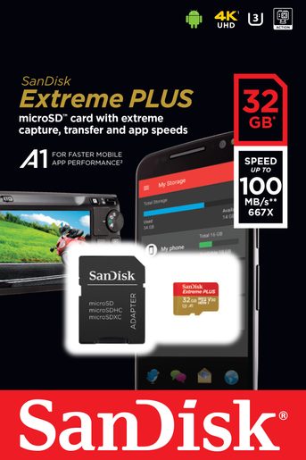 SANDISK EXTREME PLUS MICROSDHC 32GB 95MB/S + ADA.