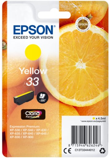 EPSON SINGLEPACK YELLOW 33 CLARIA PREMIUM INK