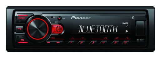 PIONEER MVH-230 AUTORÁDIO S USB A BLUETOOTH S INTEGROVANÝM MIKROFONEM ČERVENÉ