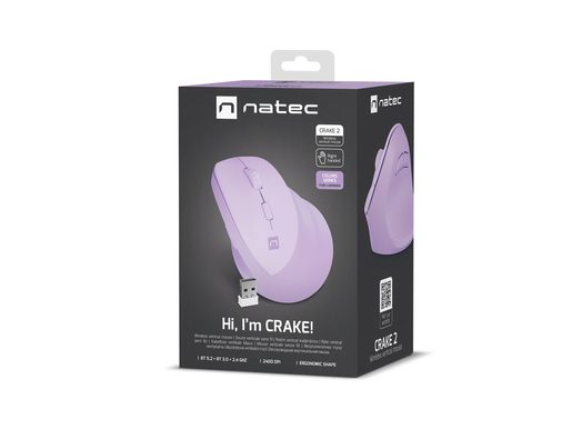 VERTIKÁLNÍ BEZDRÁTOVÁ MYŠ NATEC CRAKE 2, KANCELÁŘS