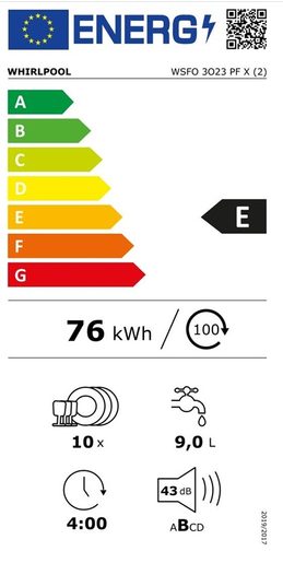 WHIRLPOOL WSFO 3O23PF X VOLNĚ STOJÍCÍ MYČKA (45CM)