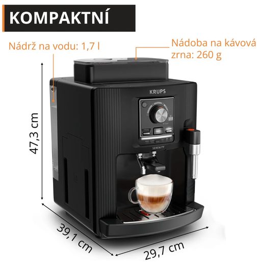 KRUPS EA4008E0 SERENITY BLACK - AUTOMATICKÝ KÁVOVAR
