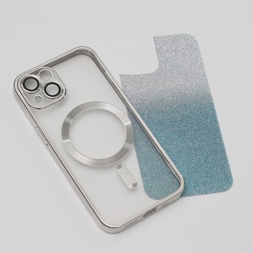 CU-BE GLITTER CHROME MAG POUZDRO IPHONE 14 6,1" SILVER GRADIENT