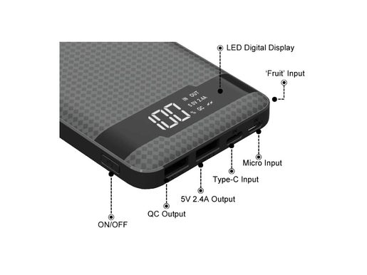 VIKING POWER BANK PN-961 QC3.0 10000MAH, QUICK CHARGE 3.0, ČERNÁ