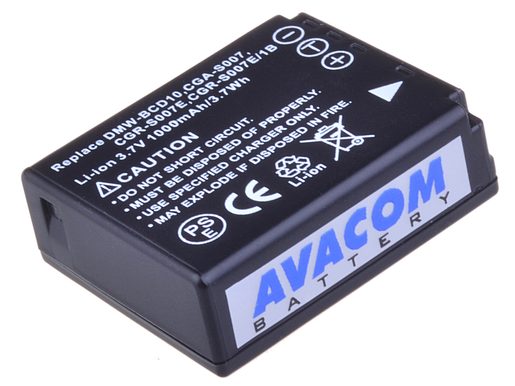 BATERIE AVACOM PANASONIC CGA-S007 LI-ION 3.7V 1000