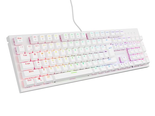 GENESIS HERNÍ MECHANICKÁ KLÁVESNICE THOR 303/RGB/OUTEMU PEACH SILENT/DRÁTOVÁ USB/US LAYOUT/BÍLÁ