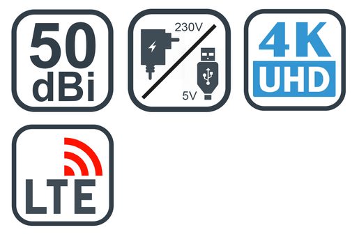 EVOLVEO XANY 4 LTE, 50DBI AKTIVNÍ POKOJOVÁ ANTÉNA DVB-T/T2, LTE FILTR