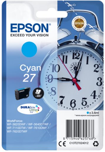 EPSON SINGLEPACK CYAN 27 DURABRITE ULTRA INK