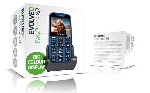 EVOLVEO EASYPHONE XR, MOBILNÍ TELEFON PRO SENIORY S NABÍJECÍM STOJÁNKEM, MODRÁ