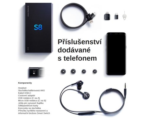 SAMSUNG GALAXY S8+ G955F 64GB MIDNIGHT BLACK (POUŽITÝ, PĚKNÝ STAV, ZÁRUKA))