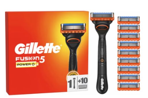 GILLETTE FUSION5 POWER HOLICÍ STROJEK PRO MUŽE, 10 NÁHRADNÍCH HLAVIC