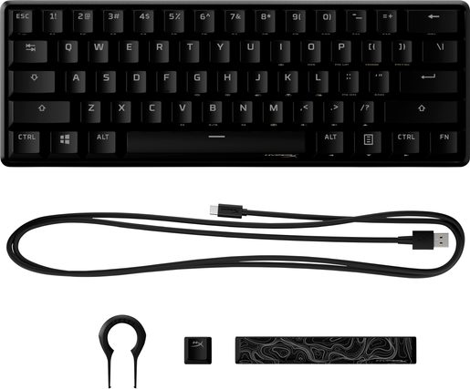 HYPERX 60 ALLOY ORIGINS AQU/DRÁTOVÁ USB/US LAYOUT/ČERNÁ
