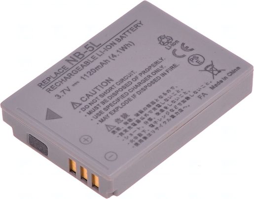 BATERIE T6 POWER CANON NB-5L, 1120MAH, ŠEDÁ