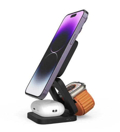 CUBENEST E310 3V1 S MAGSAFE ŠEDÁ - BEZDRÁTOVÁ NABÍJEČKA