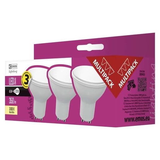 LED ŽÁROVKA CLASSIC MR16 4,5W GU10 TEPLÁ BÍLÁ 3KS