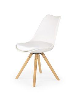 Bílá jídelní židle K201 s masivními bukovými nohami