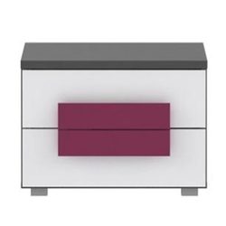 Noční stolek LOBETE 2 s šuplíky v provedení šedé/bílé/fialové