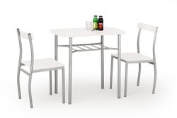 Bílá jídelní sestava stolu se 2 židlemi LANCE