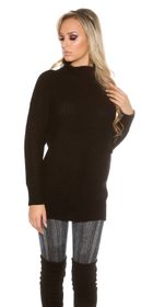 Dámský pletený svetr s rolákemPocket - black