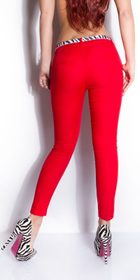 Červené dámské kalhoty s páskem