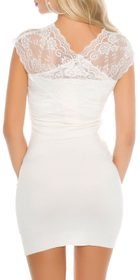Bílé úpletové šaty s krajkou
