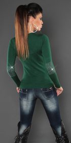 Krátky dámsky sveter - zelený