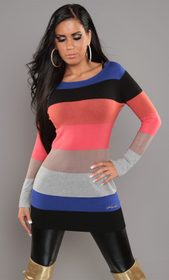 Dlhší sveter s farebnými prúžkami