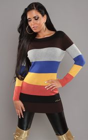 Dlhší farebný sveter s prúžkami