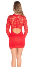 Červené čipkované mini šaty