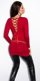Červený dlouhý svetr