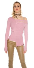 Ružový asymetrický sveter