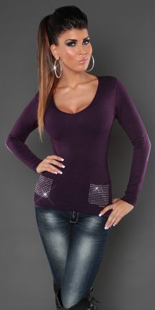 Krátký dámský svetr -fialový
