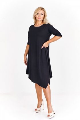 Asymetrické černé šaty plus size