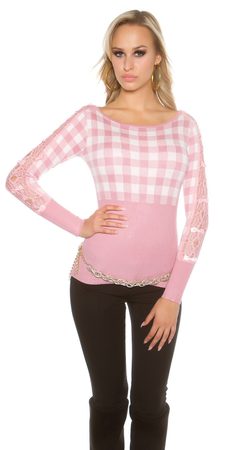 Dámský růžová pulovr
