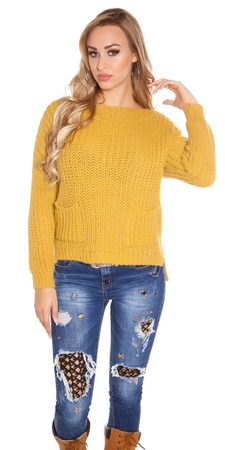 Pletený pulovr s kapsami