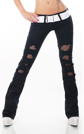 Dámské módní džíny s páskem